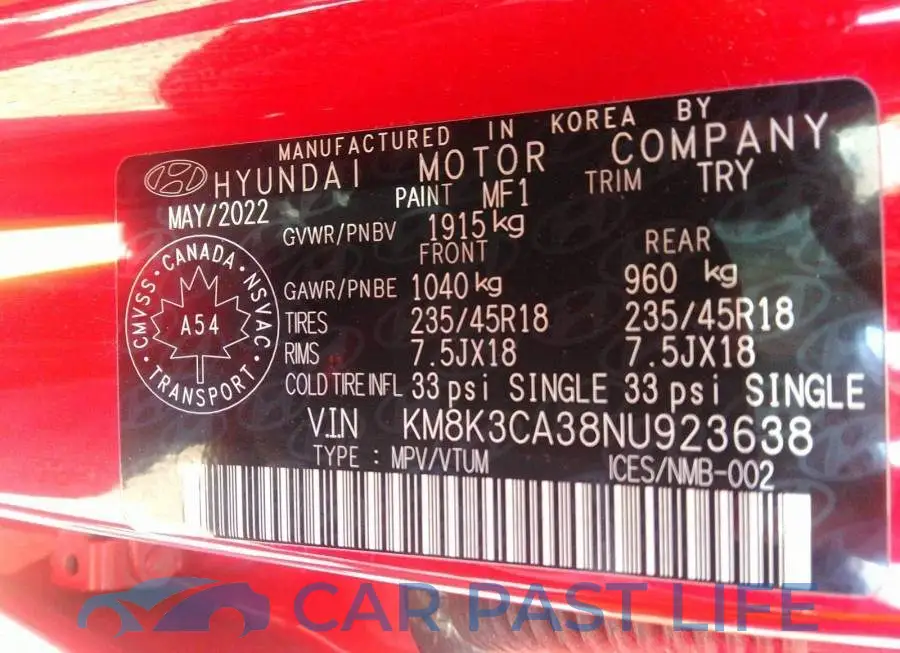 KM8K3CA38NU923638# 9