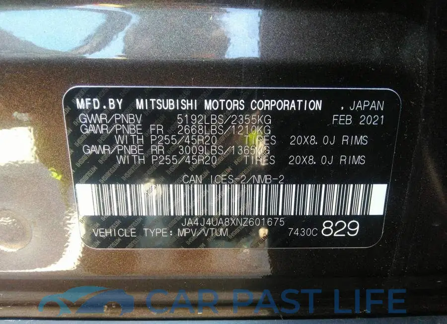 JA4J4UA8XNZ601675# 9