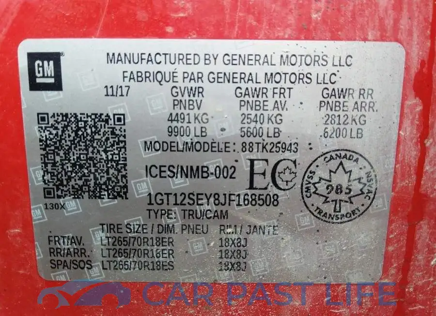 1GT12SEY8JF168508# 9