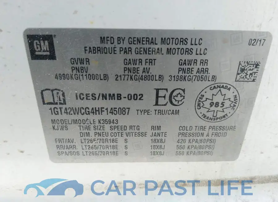 1GT42WCG4HF145087# 9