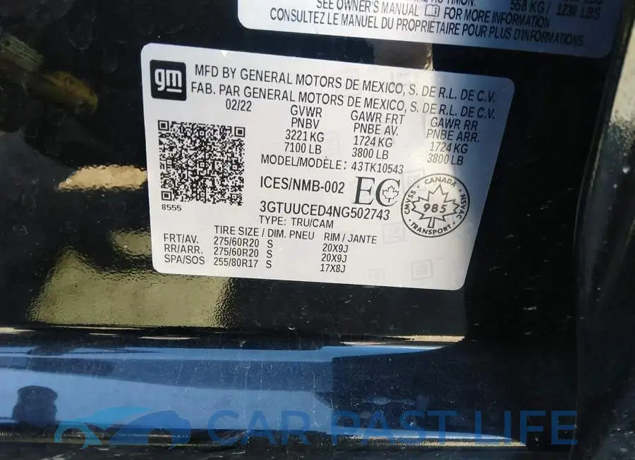 3GTUUCED4NG502743# 9