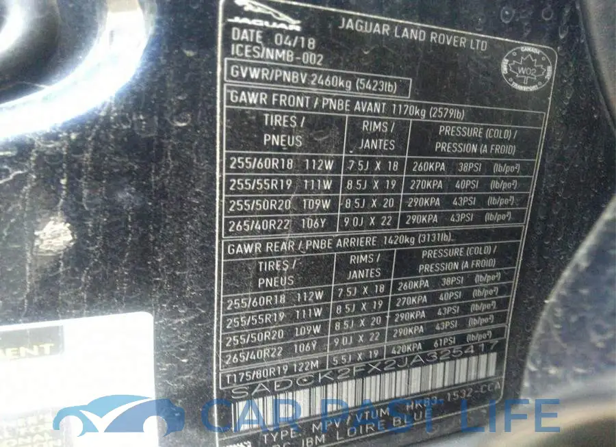 SADCK2FX2JA325417# 9