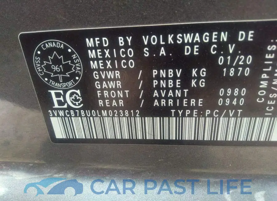 3VWCB7BU0LM023812# 9