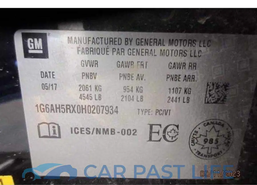 1G6AH5RX0H0207934# 8