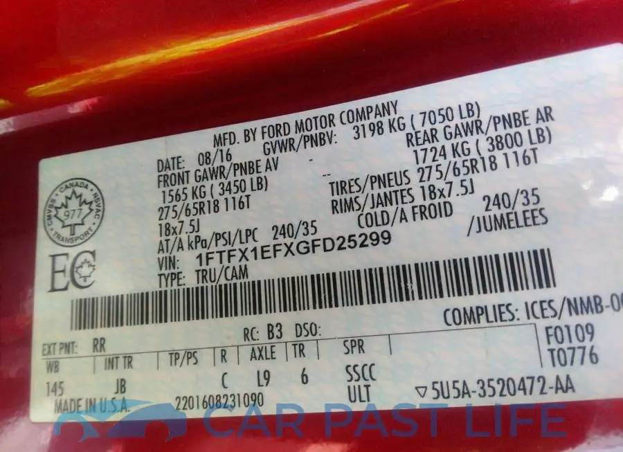 1FTFX1EFXGFD25299# 9