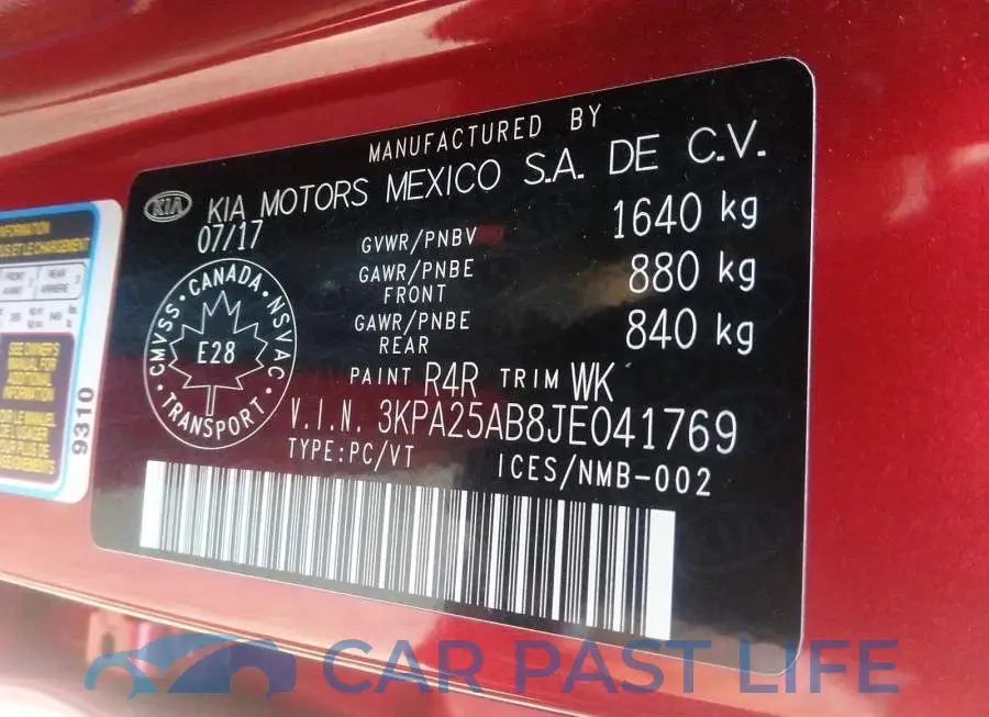 3KPA25AB8JE041769# 9