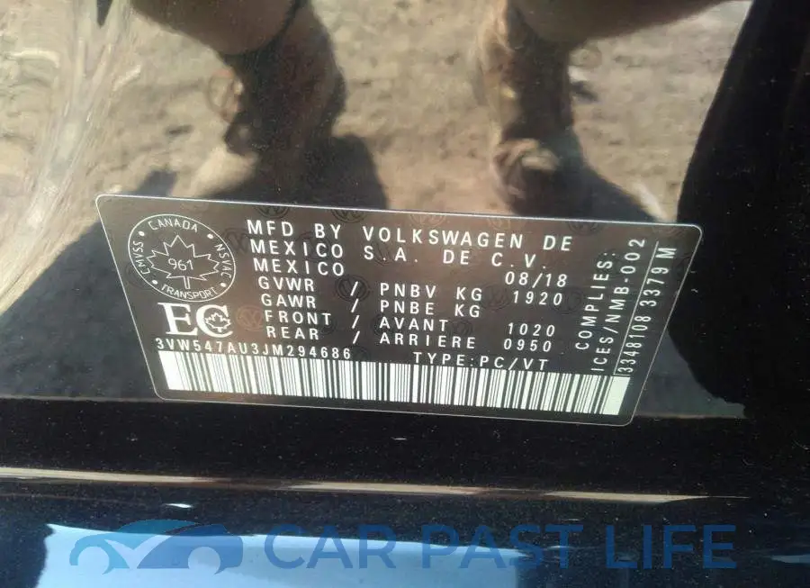 3VW547AU3JM294686# 9