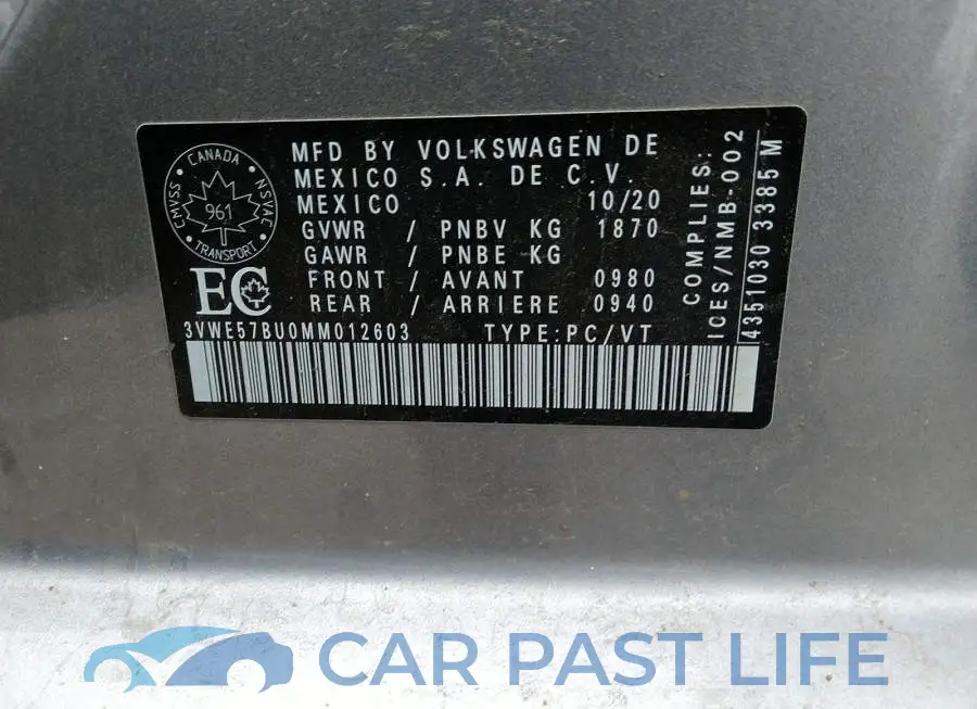 3VWE57BU0MM012603# 11