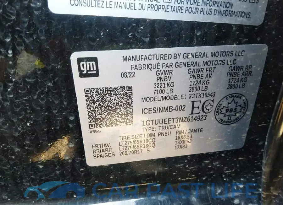 1GTUUEET3NZ614923# 9