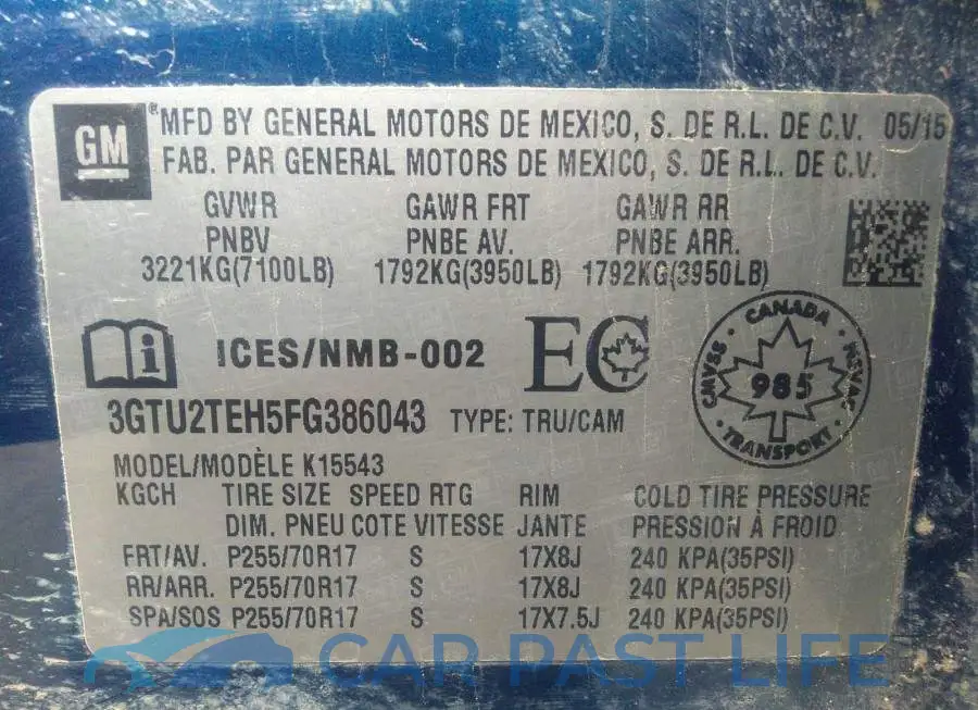 3GTU2TEH5FG386043# 9
