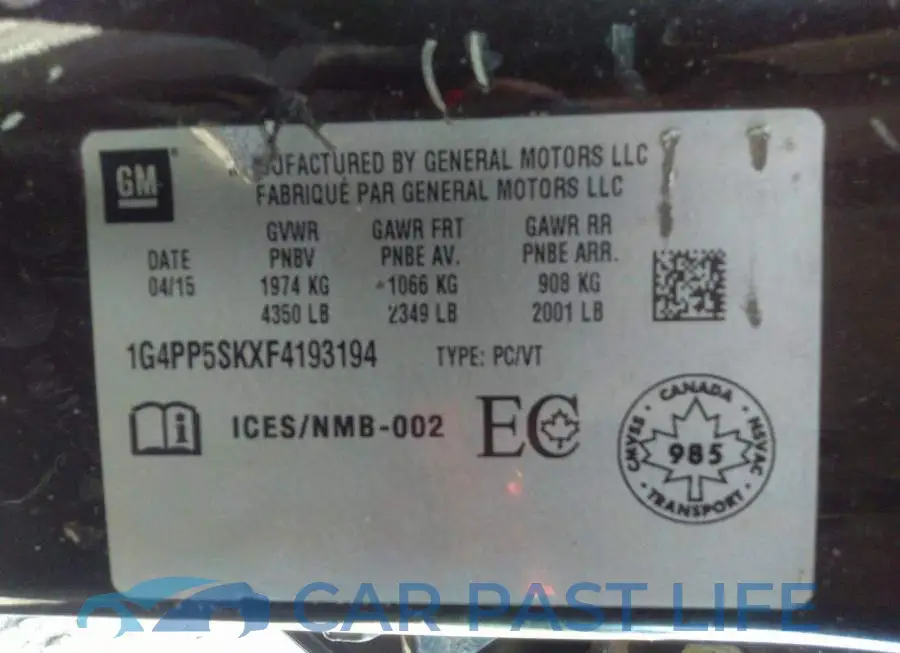 1G4PP5SKXF4193194# 9