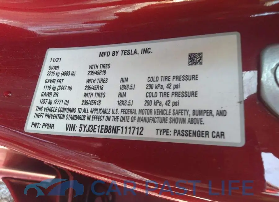5YJ3E1EB8NF111712# 9