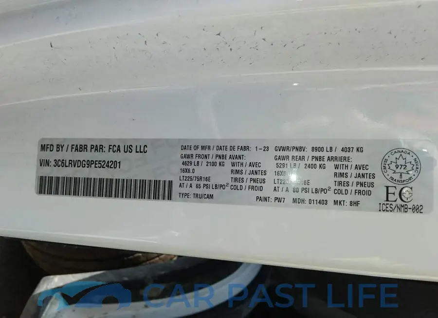3C6LRVDG9PE524201# 9