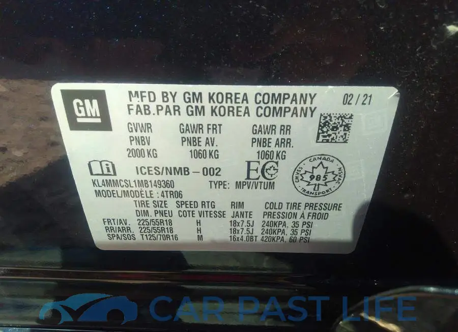 KL4MMCSL1MB149360# 9