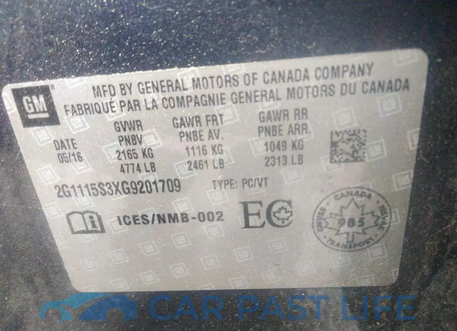 2G1115S3XG9201709# 9