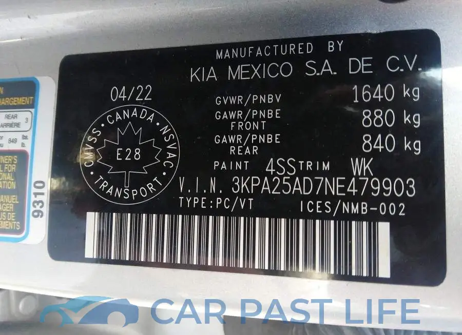 3KPA25AD7NE479903# 9