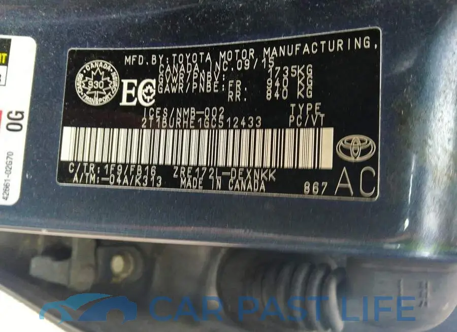 2T1BURHE1GC512433# 9