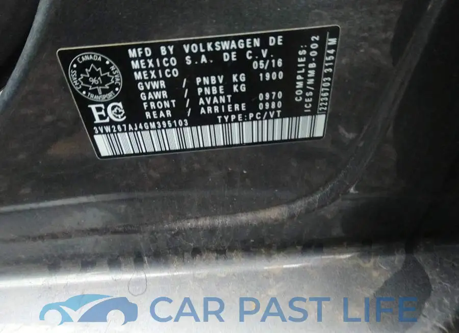 3VW267AJ4GM395103# 9