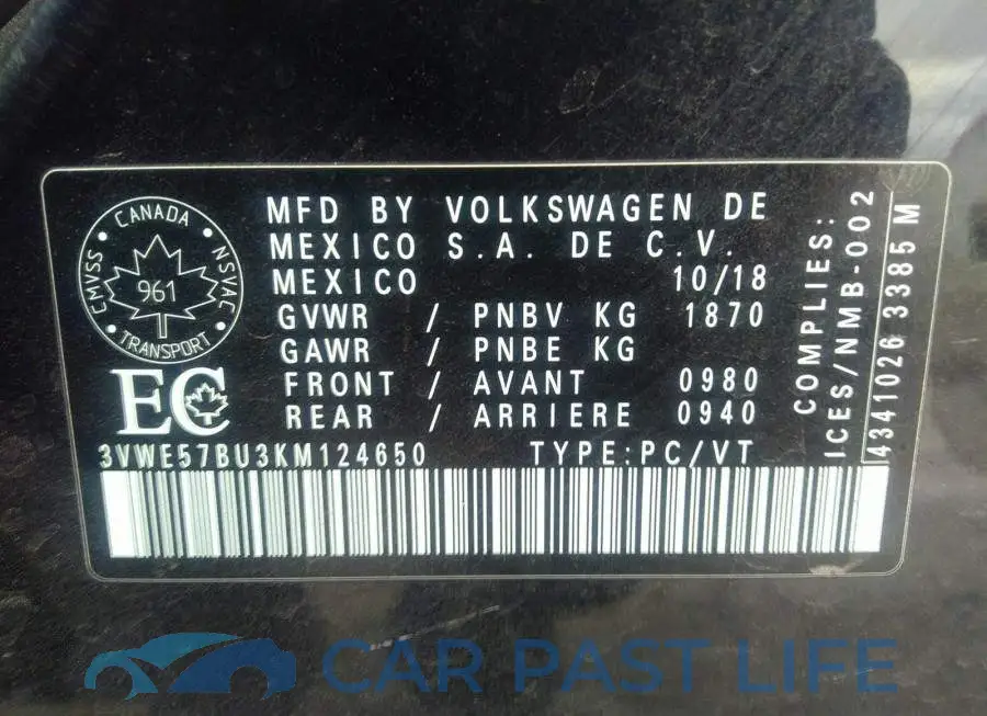 3VWE57BU3KM124650# 9