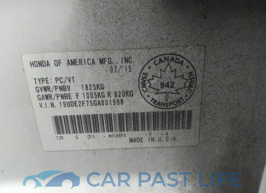 19UDE2F75GA801998# 9