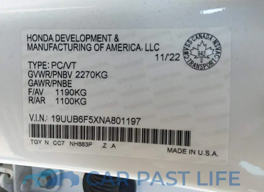 19UUB6F5XNA801197# 9