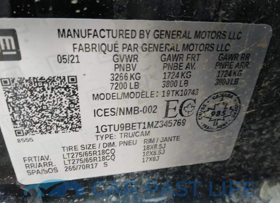 1GTU9BET1MZ345769# 9