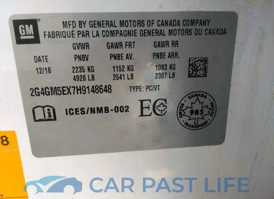 2G4GM5EX7H9148648# 9