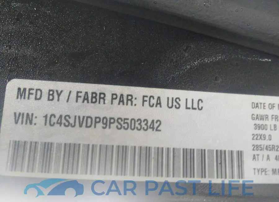 1C4SJVDP9PS503342# 9