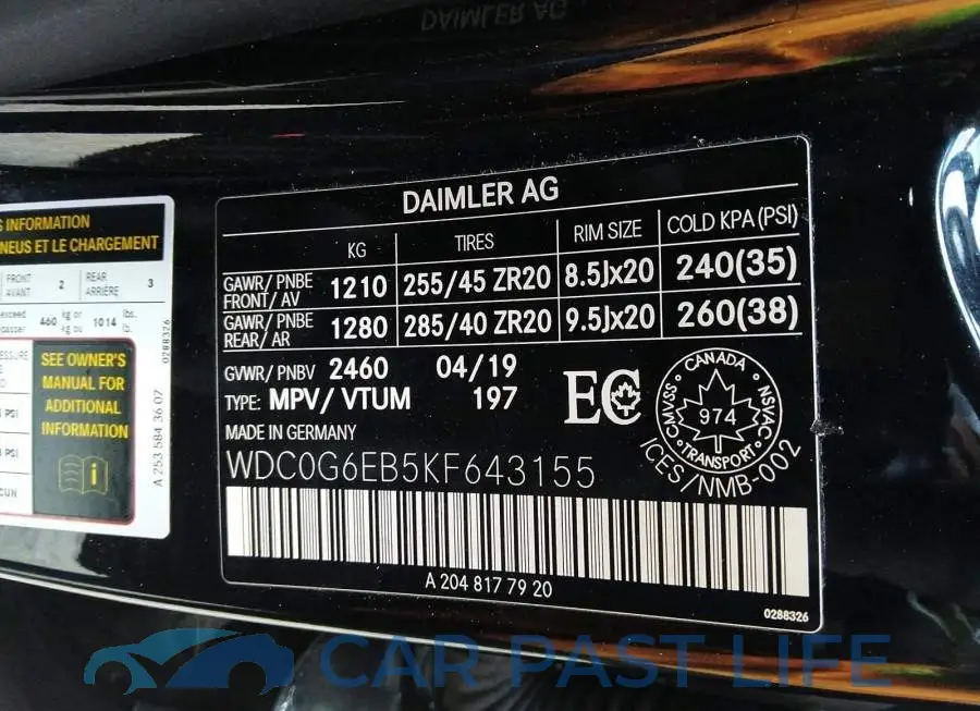 WDC0G6EB5KF643155# 9