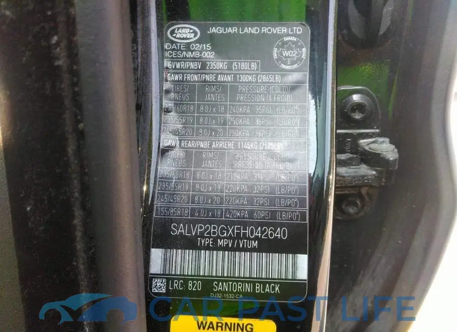 SALVP2BGXFH042640# 9