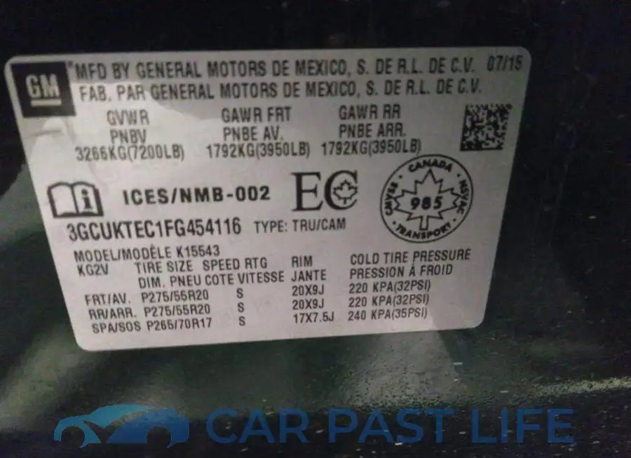 3GCUKTEC1FG454116# 9