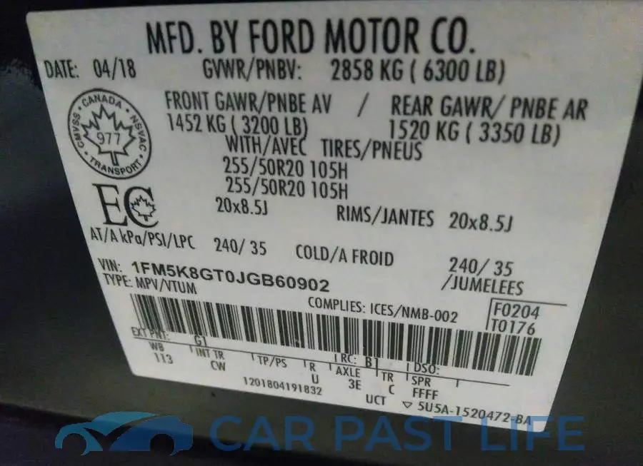 1FM5K8GT0JGB60902# 9