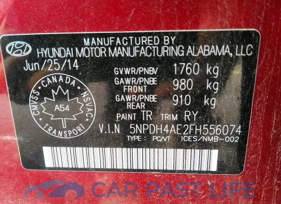 5NPDH4AE2FH556074# 9