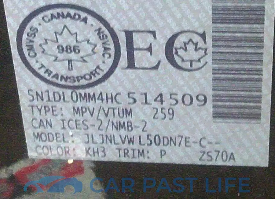 5N1DL0MM4HC514509# 9