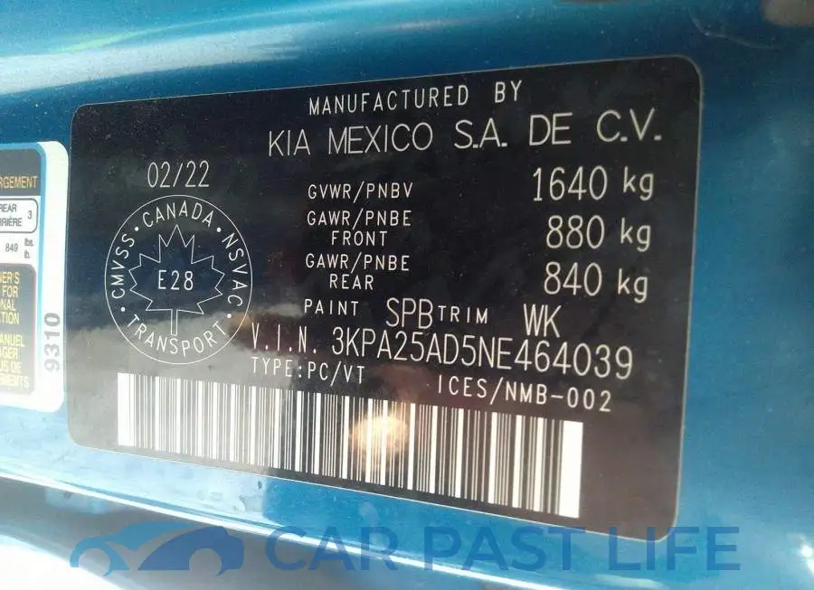 3KPA25AD5NE464039# 9