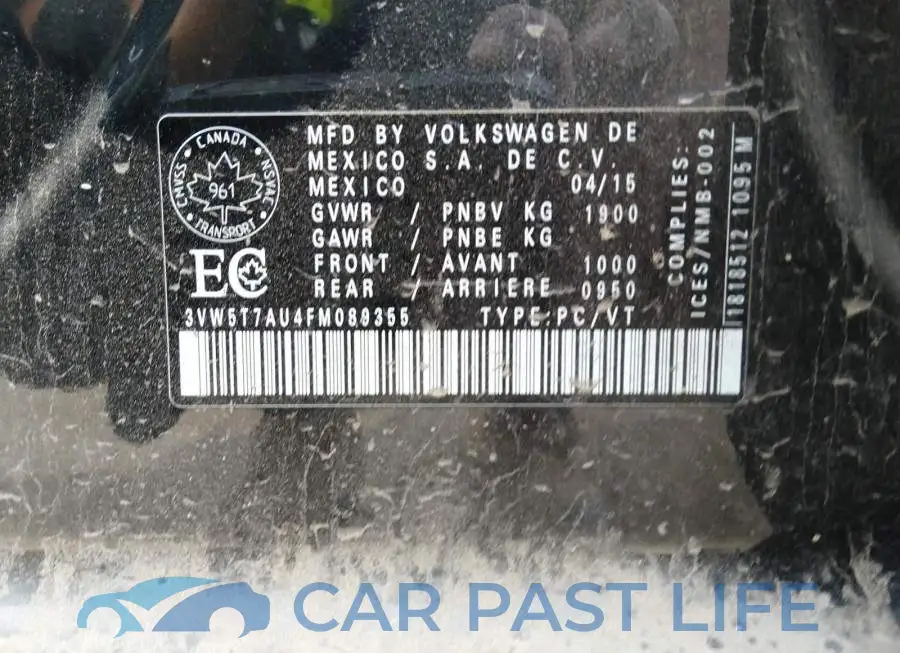 3VW5T7AU4FM089355# 9