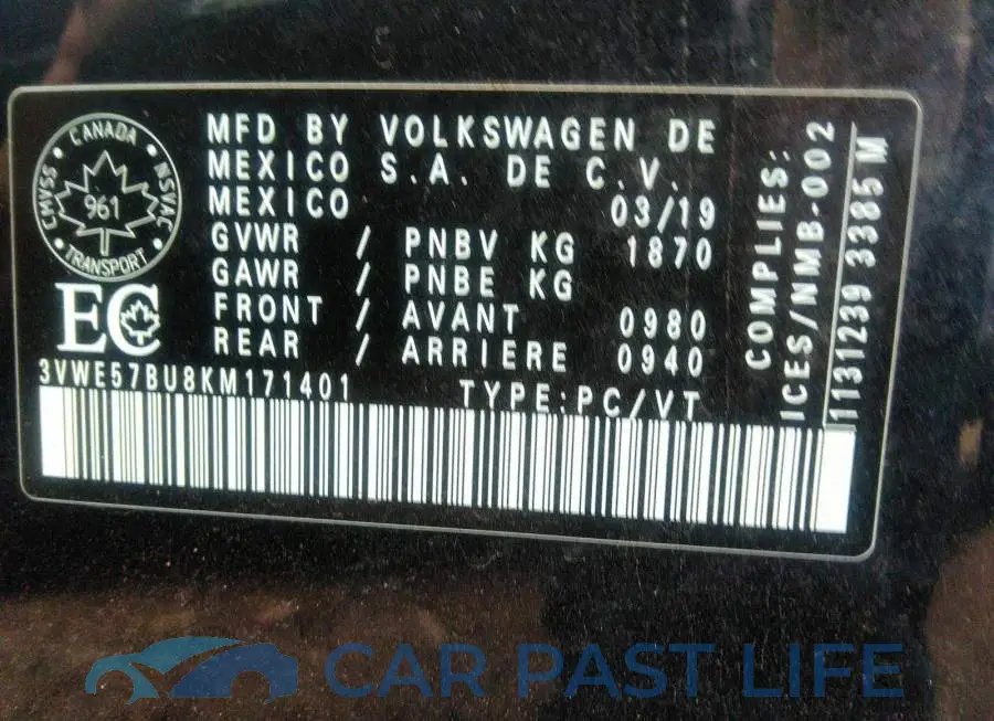 3VWE57BU8KM171401# 9