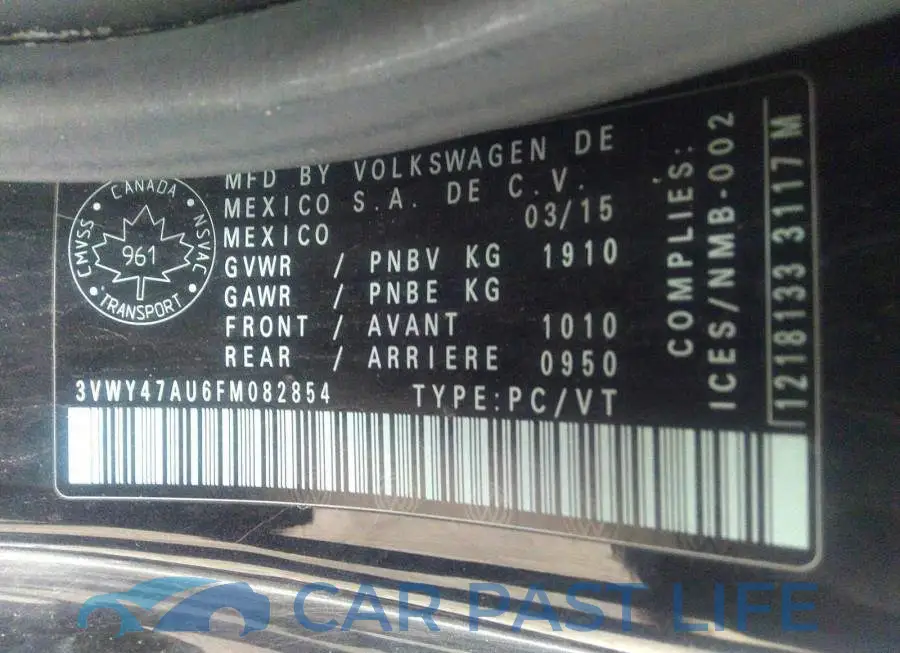 3VWY47AU6FM082854# 9