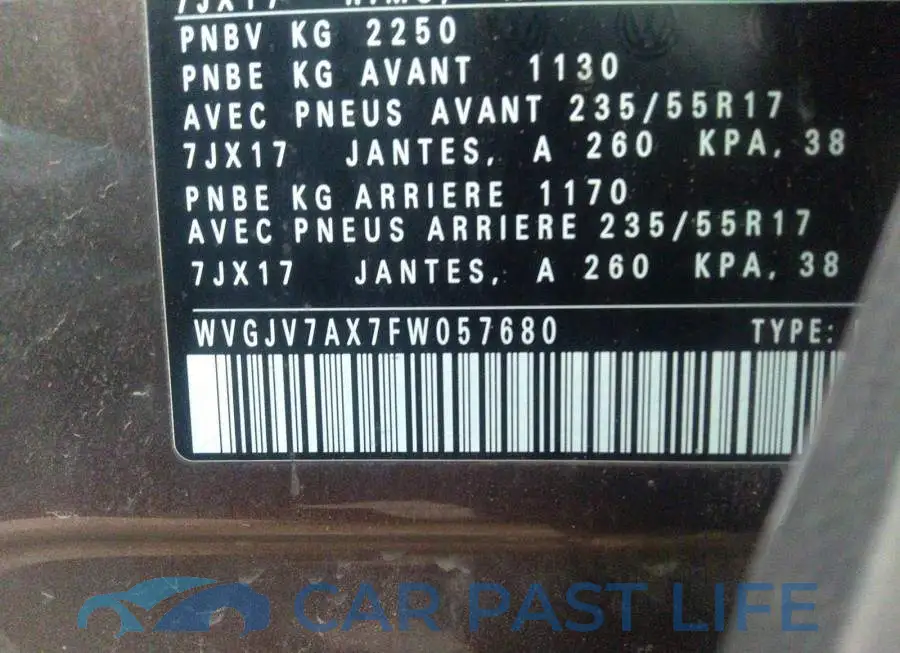 WVGJV7AX7FW057680# 9