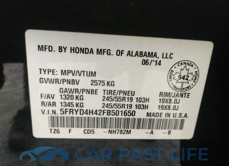 5FRYD4H42FB501650# 9