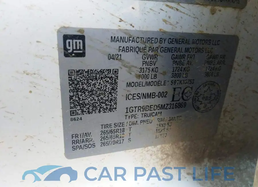 1GTR9BED5MZ316869# 9