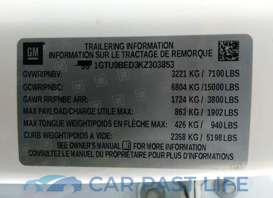 1GTU9BED3KZ303853# 9