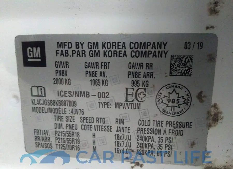 KL4CJGSB8KB887009# 9
