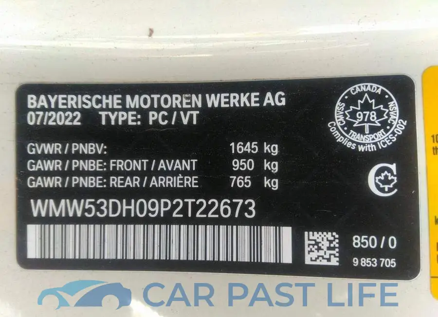 WMW53DH09P2T22673# 9