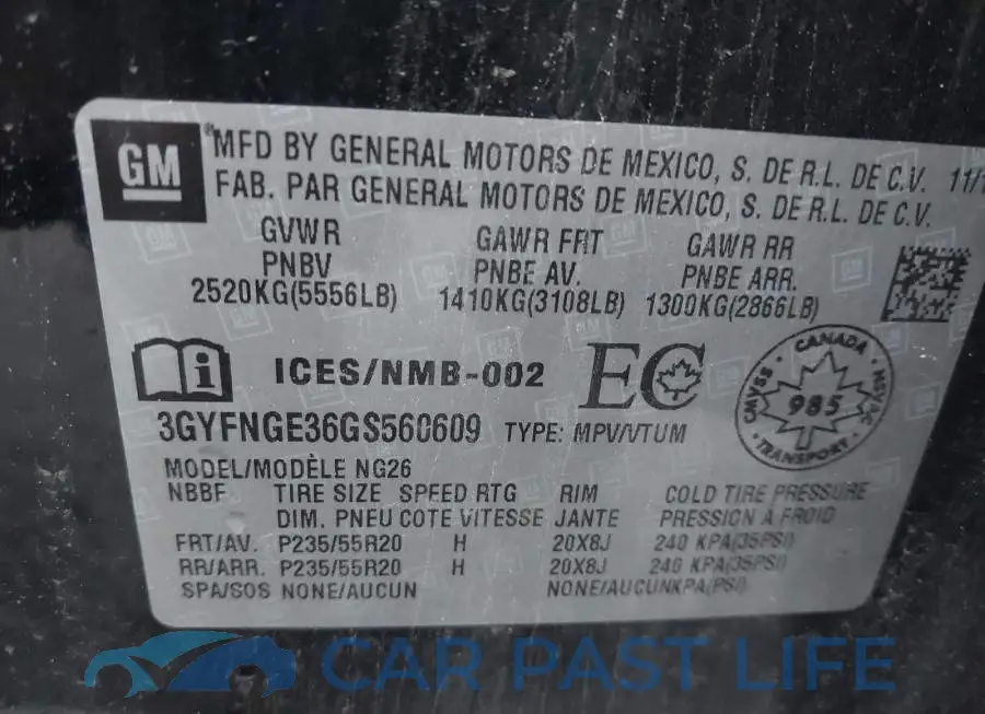3GYFNGE36GS560609# 9