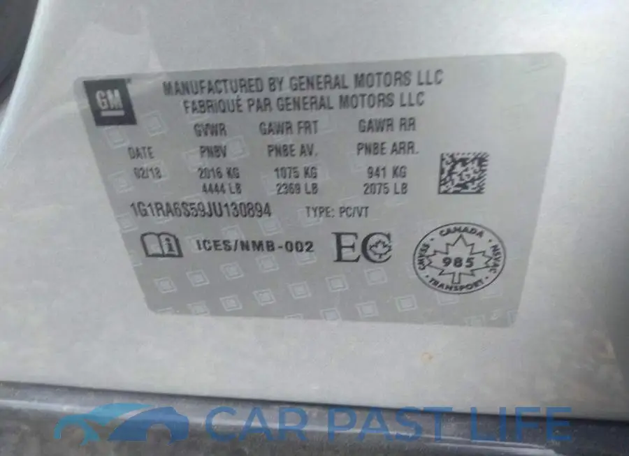 1G1RA6S59JU130894# 9
