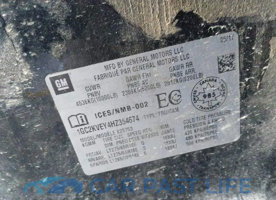 1GC2KVEY4HZ354674# 9
