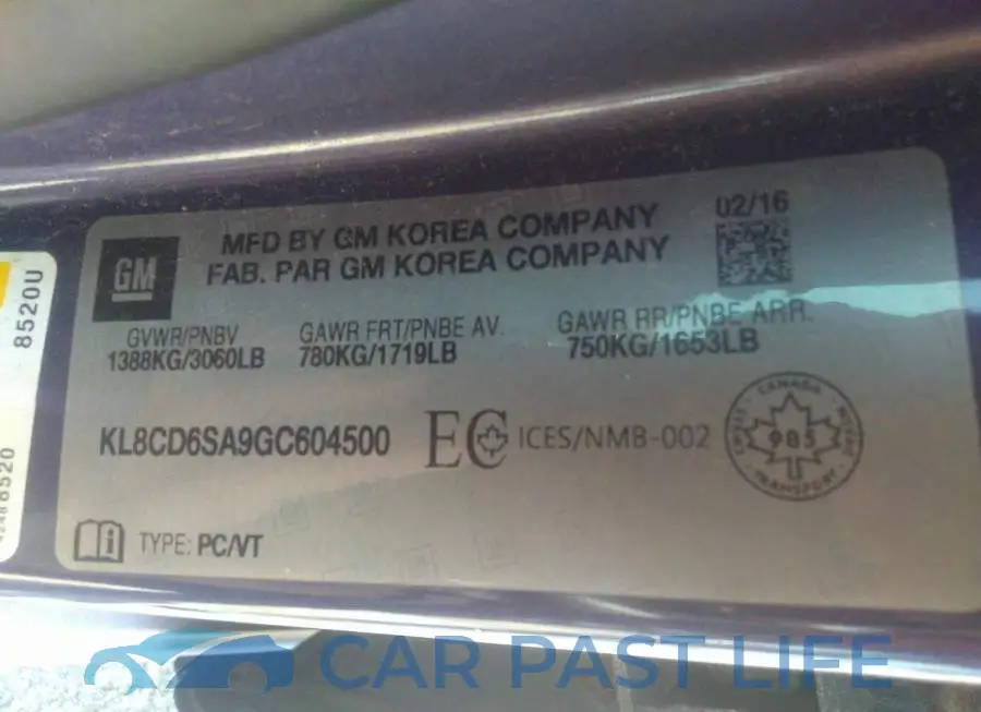 KL8CD6SA9GC604500# 9