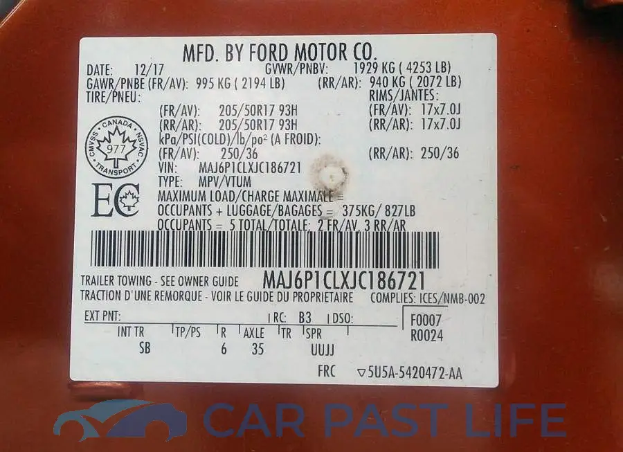 MAJ6P1CLXJC186721# 9
