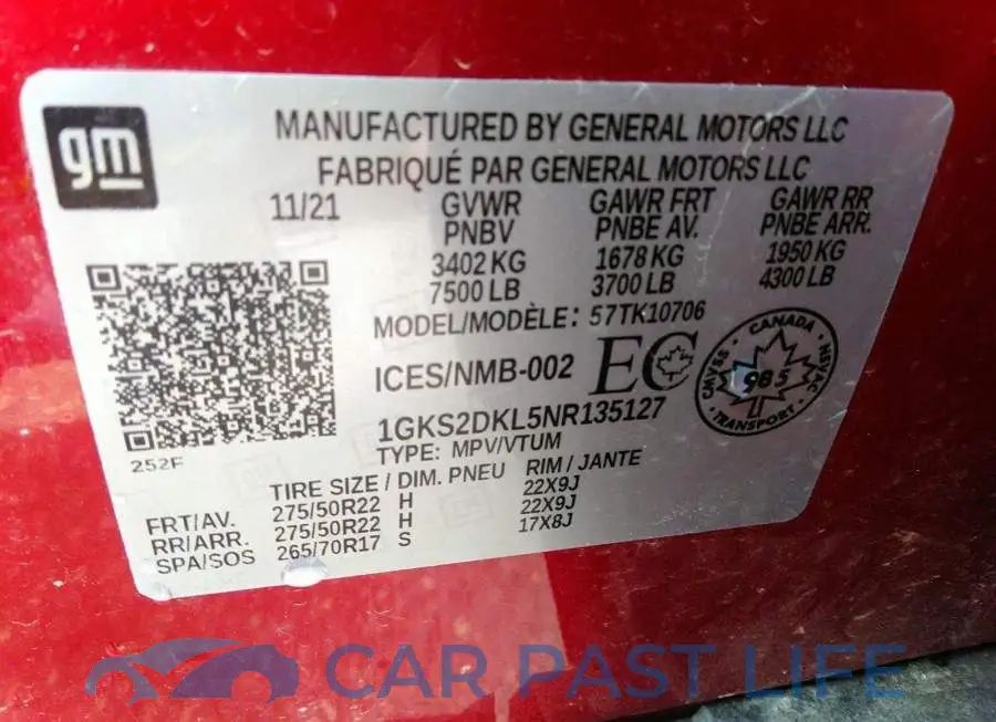 1GKS2DKL5NR135127# 9